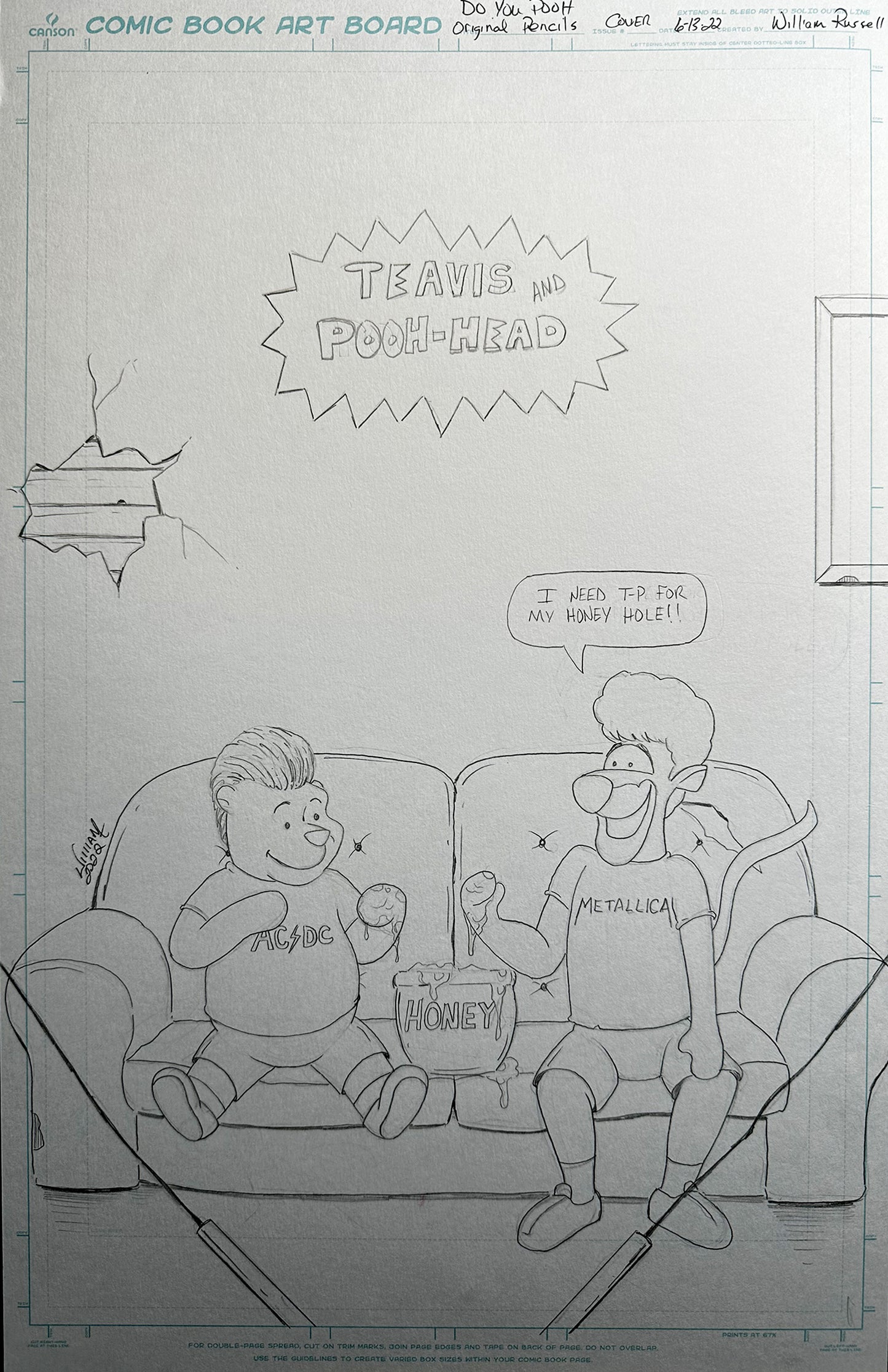 11x17 Original Pencils for Published Cover Art - DYP Teavus and Pooh-Head