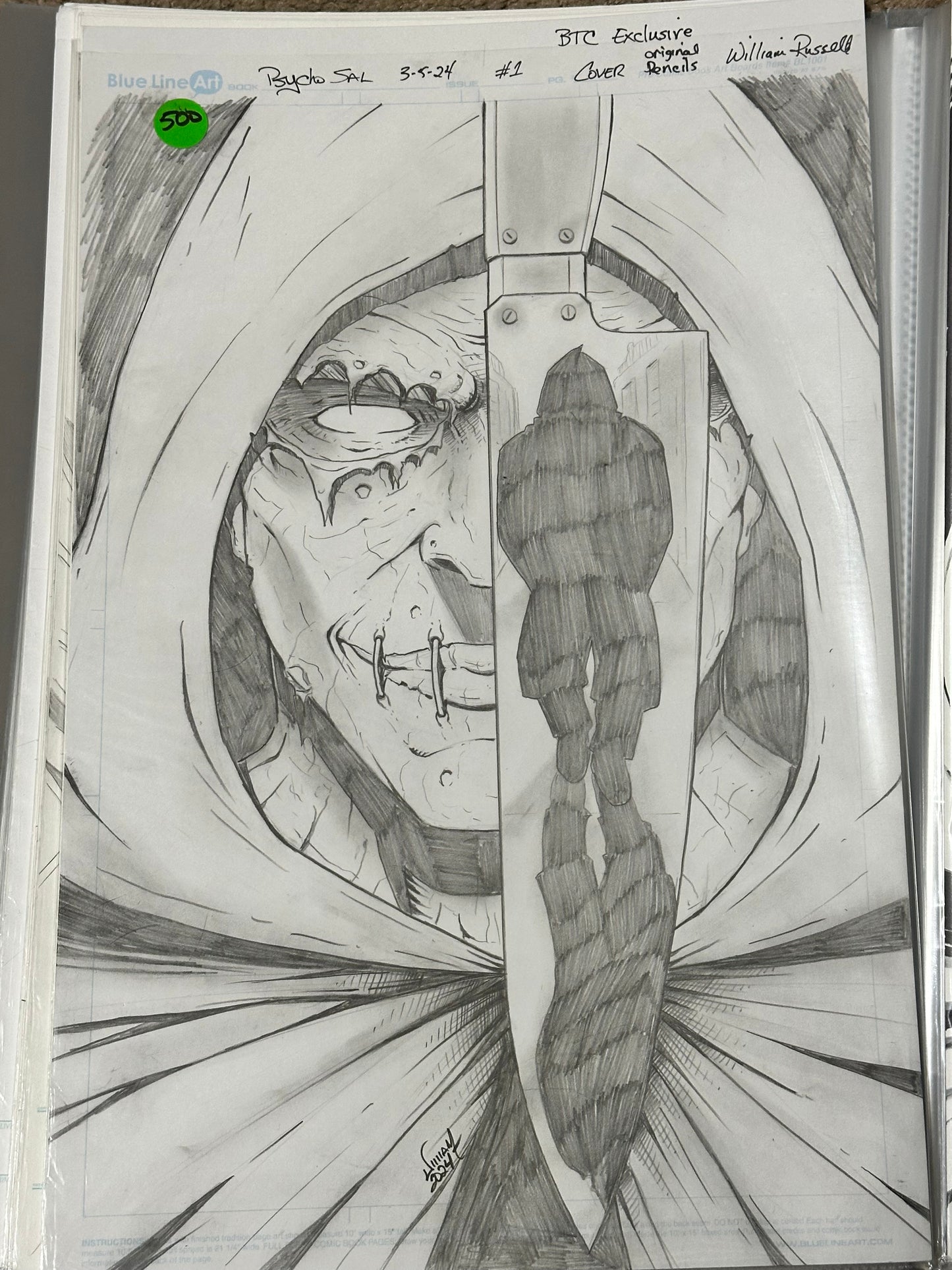11x17 original cover pencils -Psycho Sal #1 Big Time Collectibles Exclusive - Published Cover