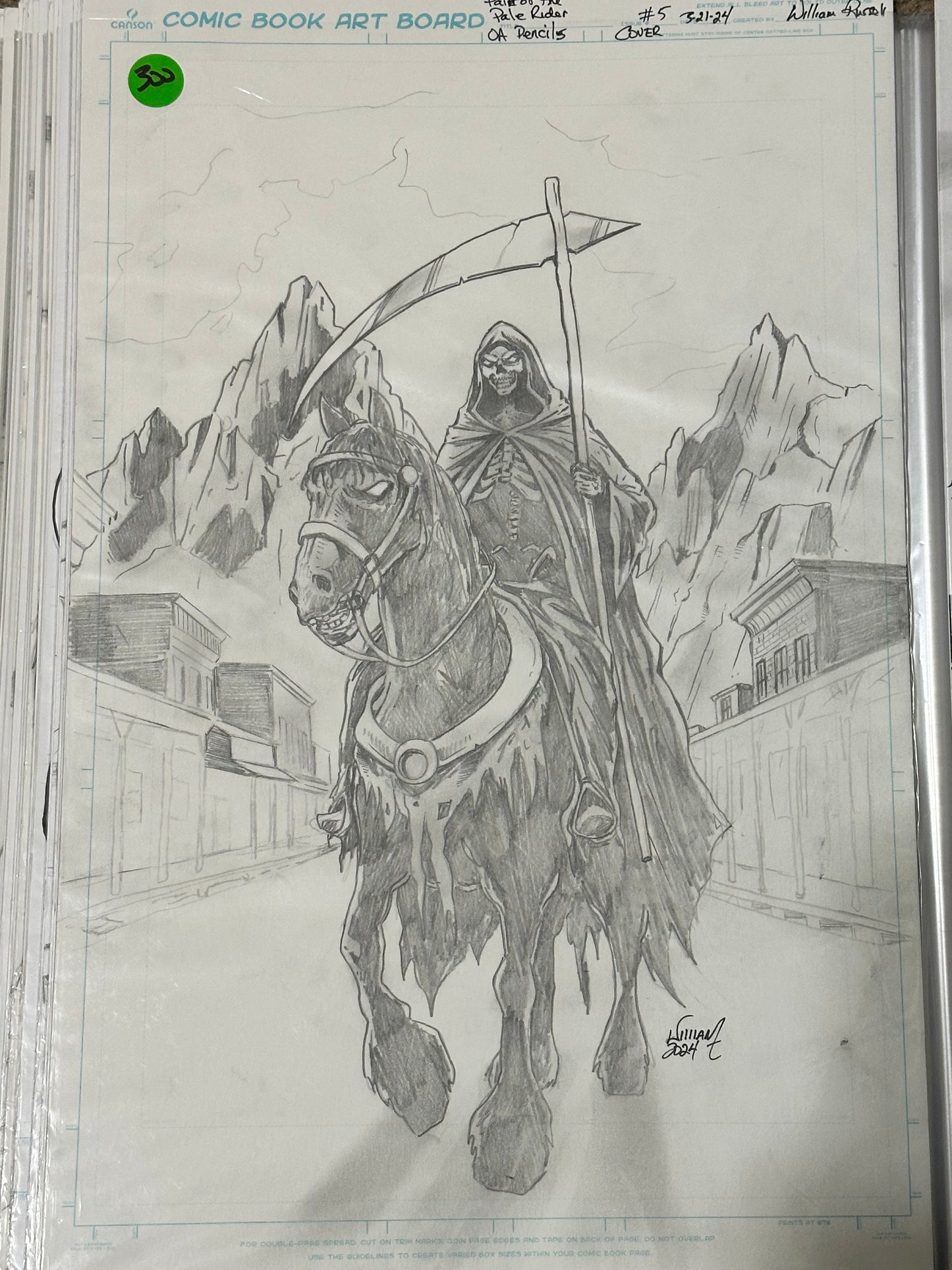 11x17 Original Cover Pencils - Path of the Pale Rider #5 kickstarter exclusive Published Cover