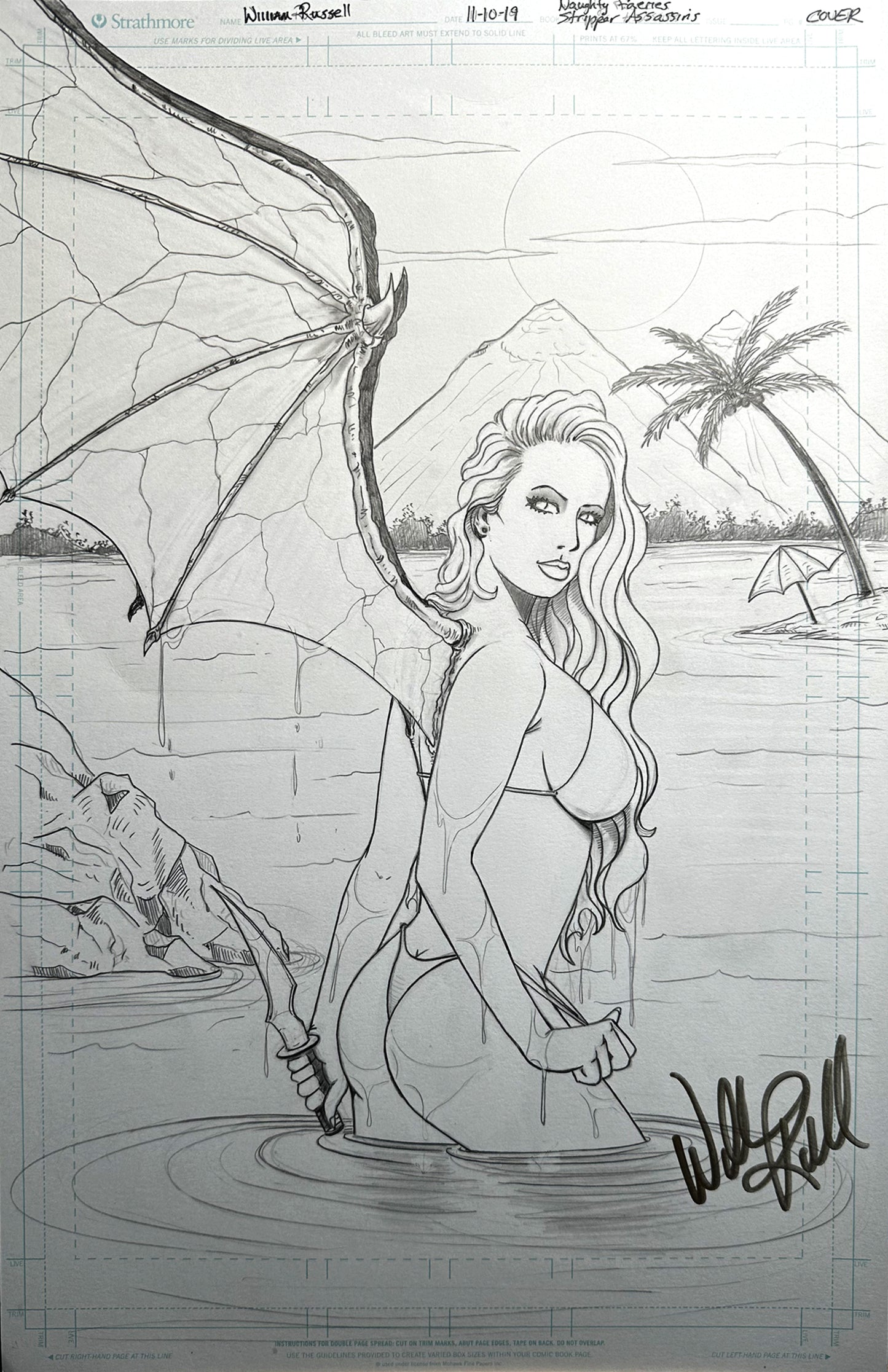11x17 Naughty Faerie Stripper Assassins - Pencils for Published Cover