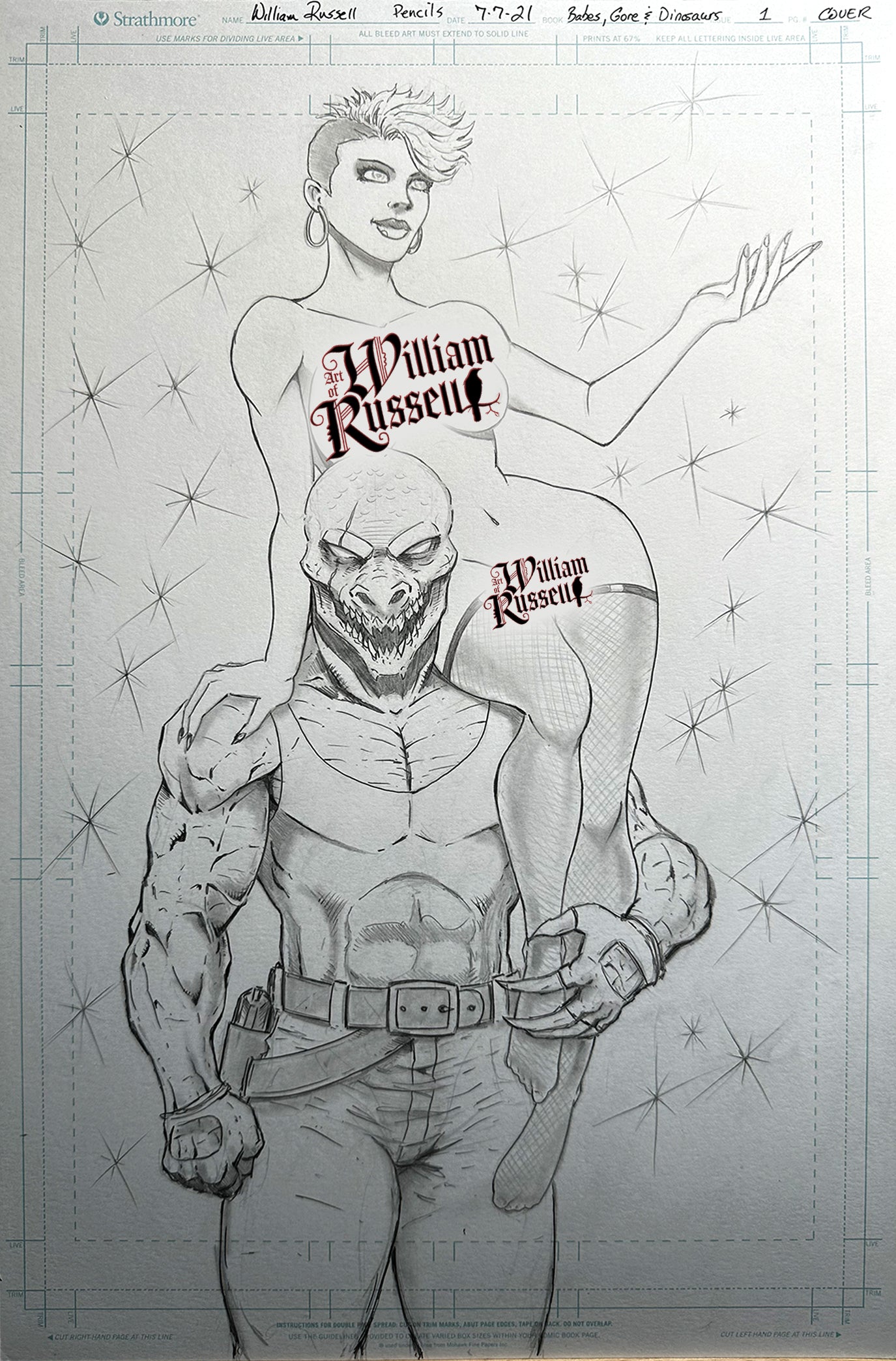 11x17 Babes, Gore and Dinosaurs - Naughty Pencils for Published Cover