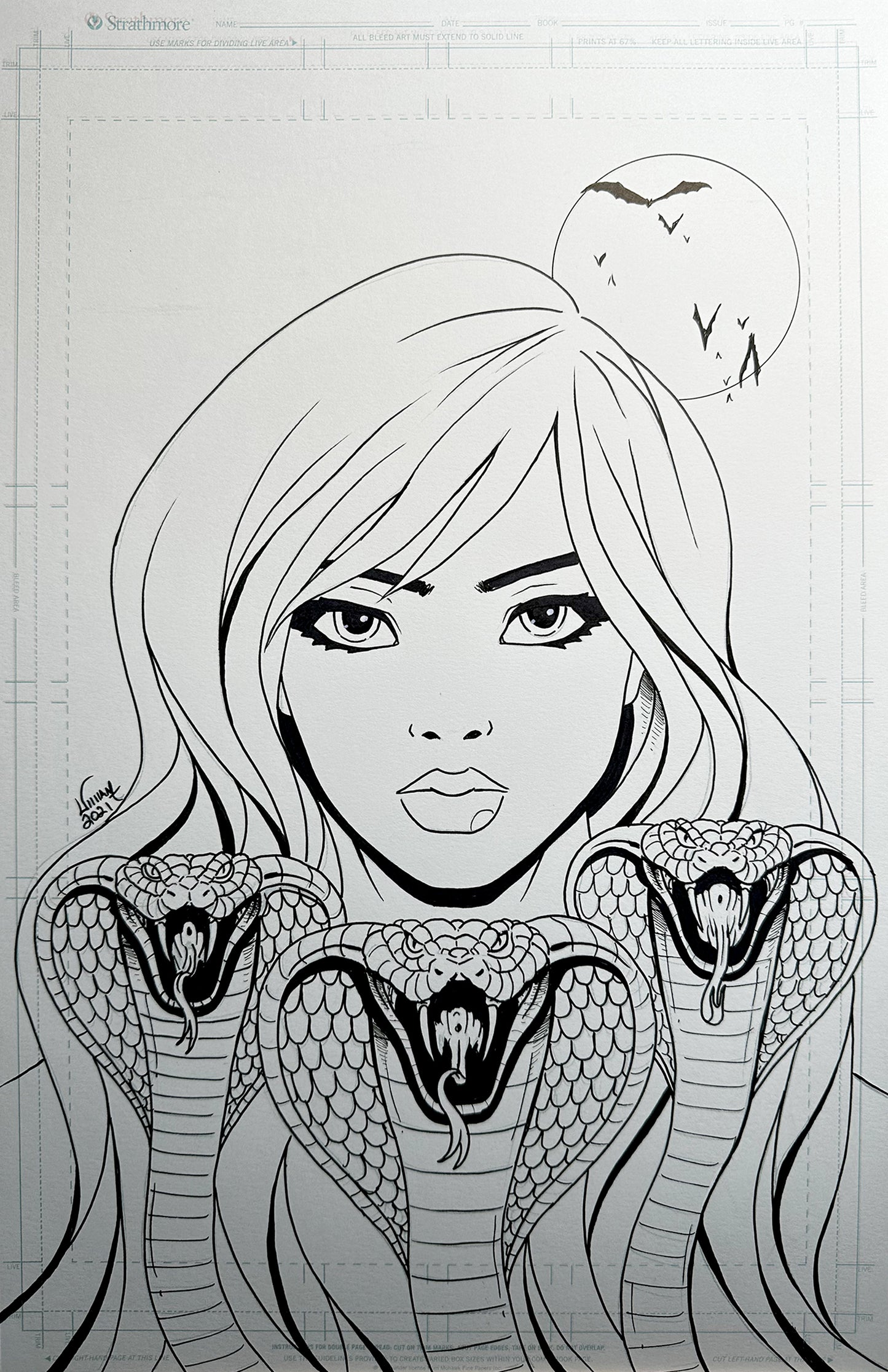 11x17 Queen Cobra - Ink for Published Cover