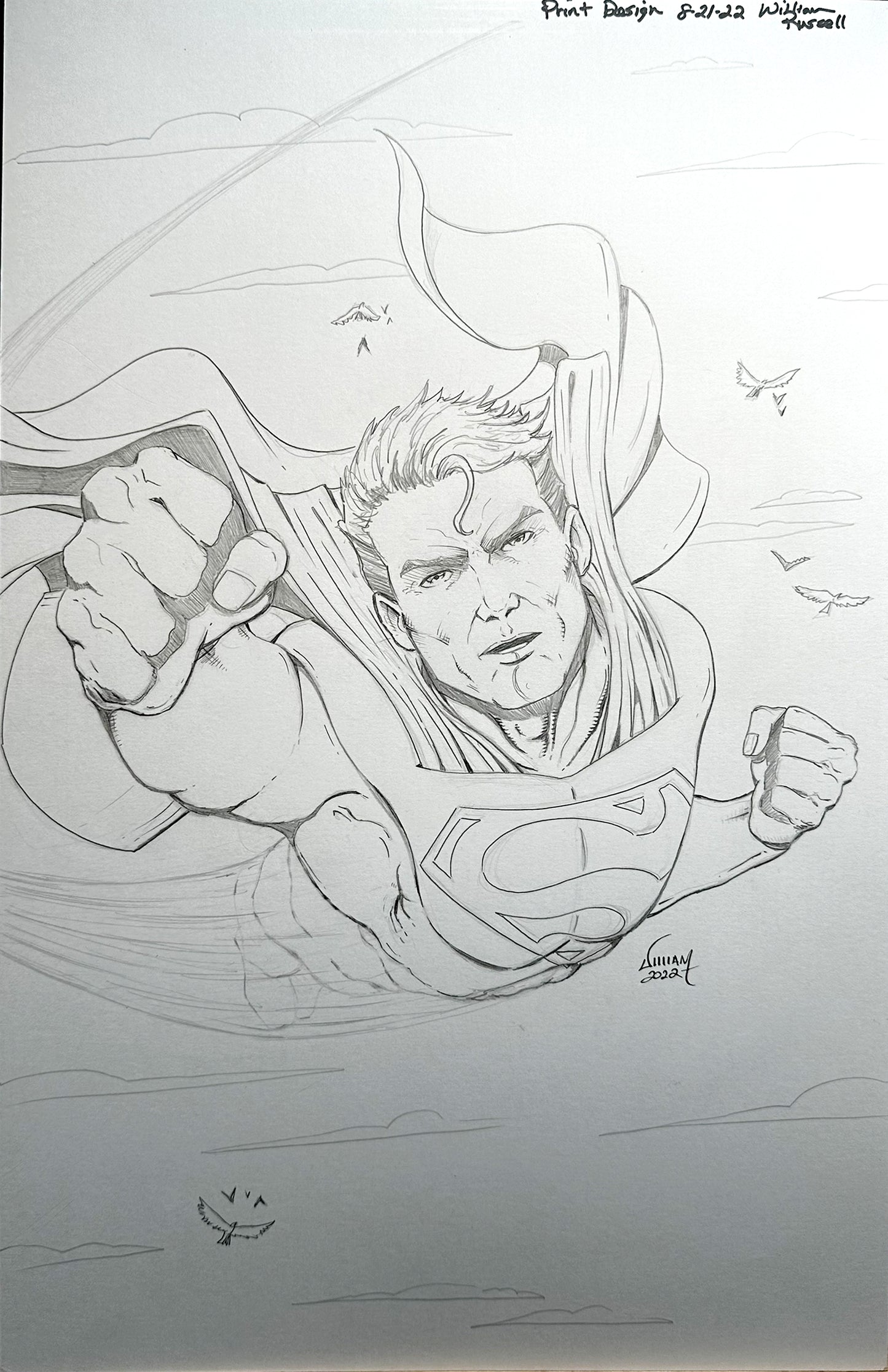 11x17 original pencils - Superman