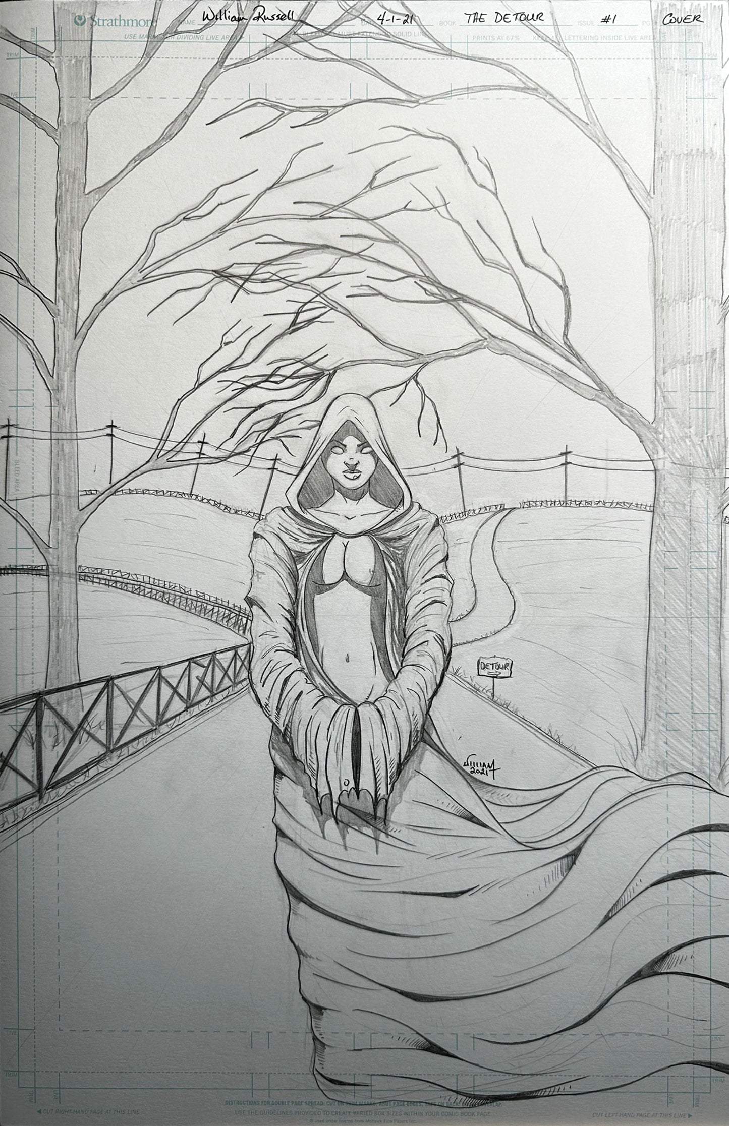 11x17 Original Pencils - The Detour #1 kickstarter exclusive Published Cover