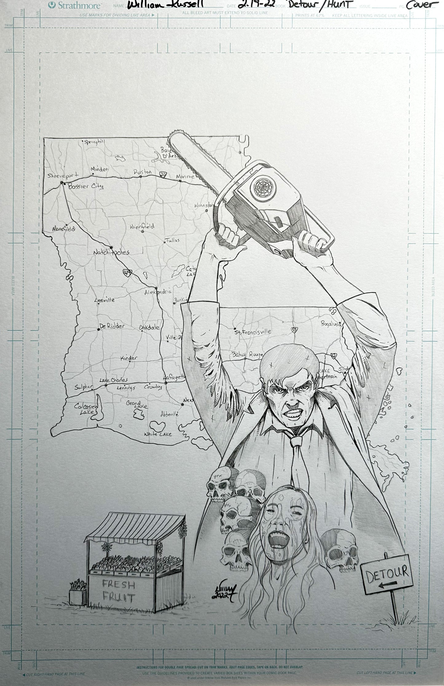 11x17 Original Pencils - The Hunt #2 kickstarter exclusive Published Cover