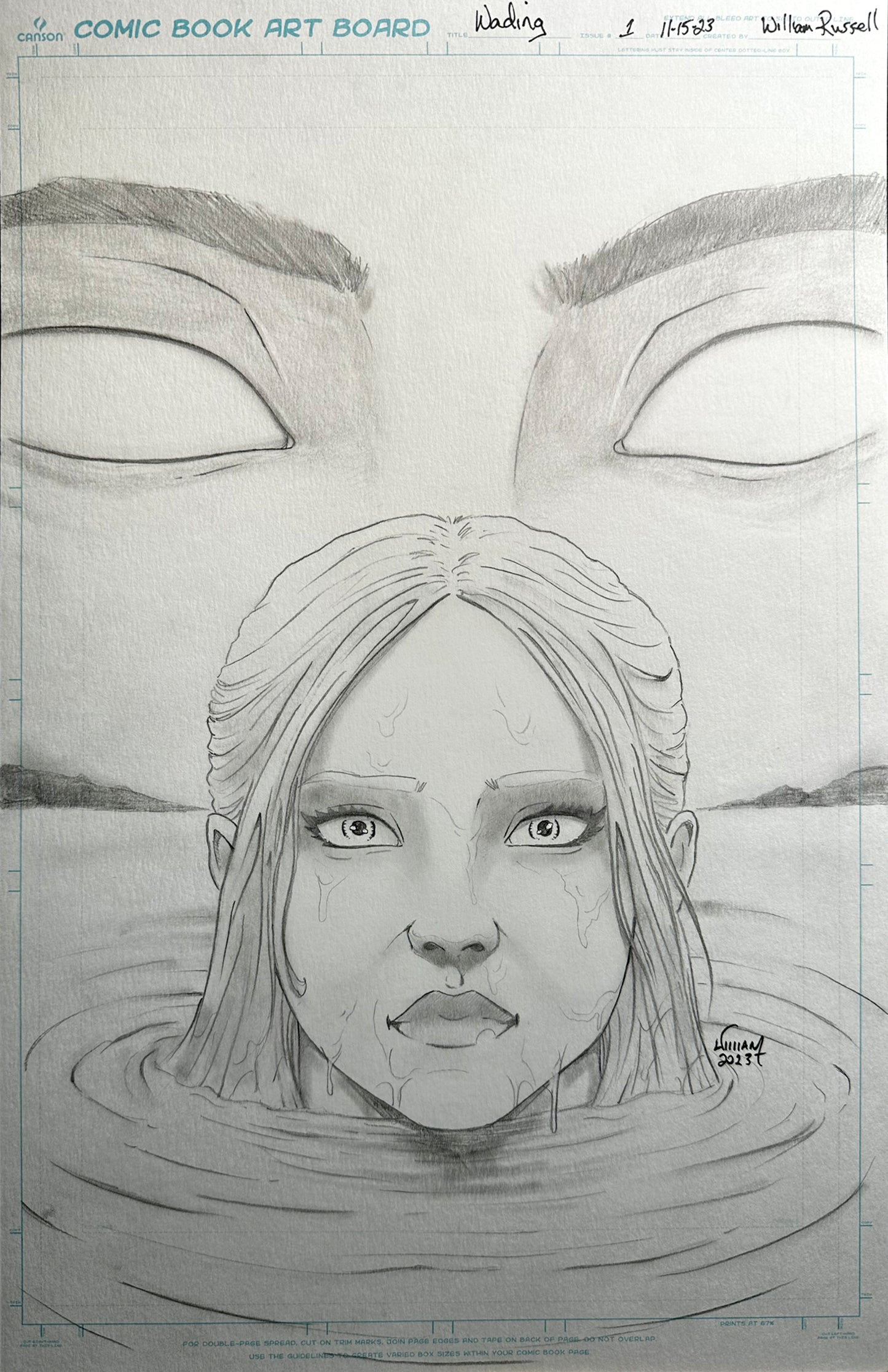 11x17 Orignal Pencils - Wading #1 kickstarter exclusive - Published Cover